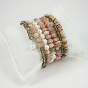 Caroline Roussel Jewelry semi precious stones wide bracelet. Handmade; new.
